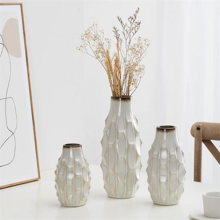 Popular gift items unique design tall white wedding decoration ceramic flower vase for home decor