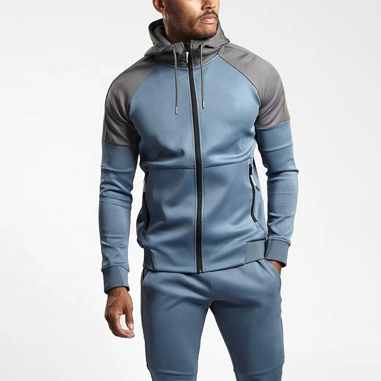 Custom full zip up hoodie and jogger tech fleece unbranded tracksuit patchwork color block men tracksuit