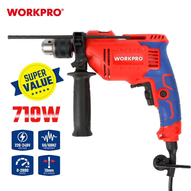 WORKPRO 13MM Professional Power Tools Hand Drill 710W 13mm Impact Electric Machines Power Drill