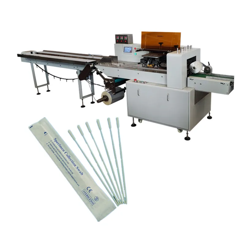 Automatic 4 side sealing test swab bag flow packing machine cotton flocked nasal swab packing machine