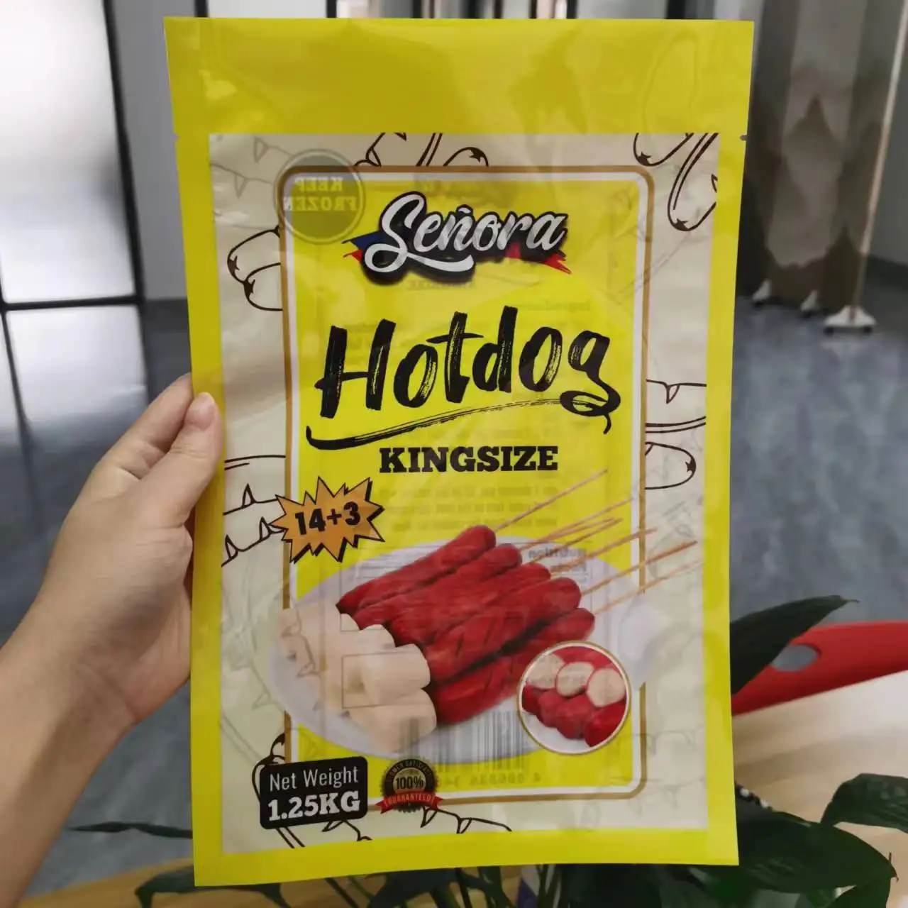 Hot sale vacuum snack food french fries chicken Hotdogs Plastic Bag 3 side sealed bag frozen food plastic packaging