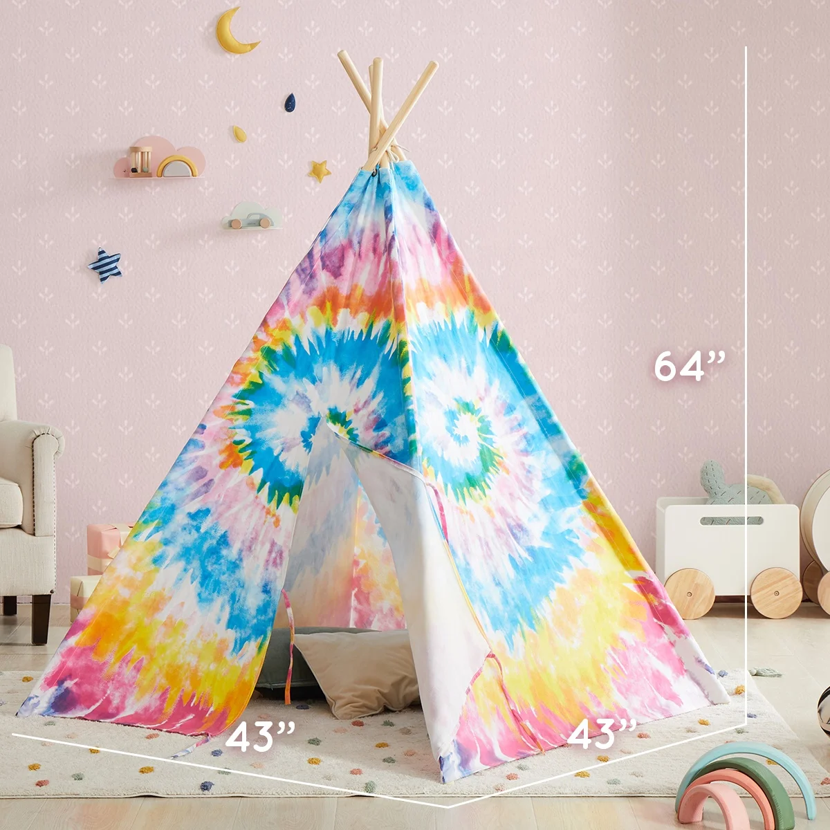 Asweets игровой домик индийский Дети Тип хлопковая Игровая палатка Радужный галстук-краситель вигвам палатка для детей
