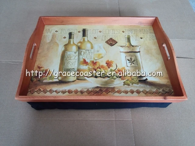 high quality wood dinner tray with cushion bean bag  fruit tray cushioned food tray