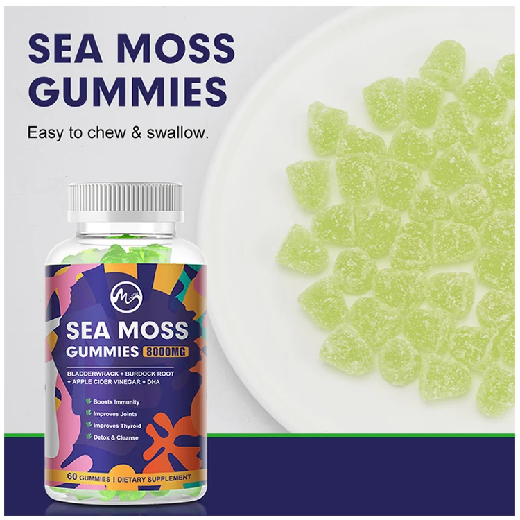 Фирменная торговая марка, 30 шт., фруктовый морской мох, витамин C, эльдерберга, биотин, яблочный сидр, коллаген, веганские жевательные резинки, морской мох, жевательные резинки