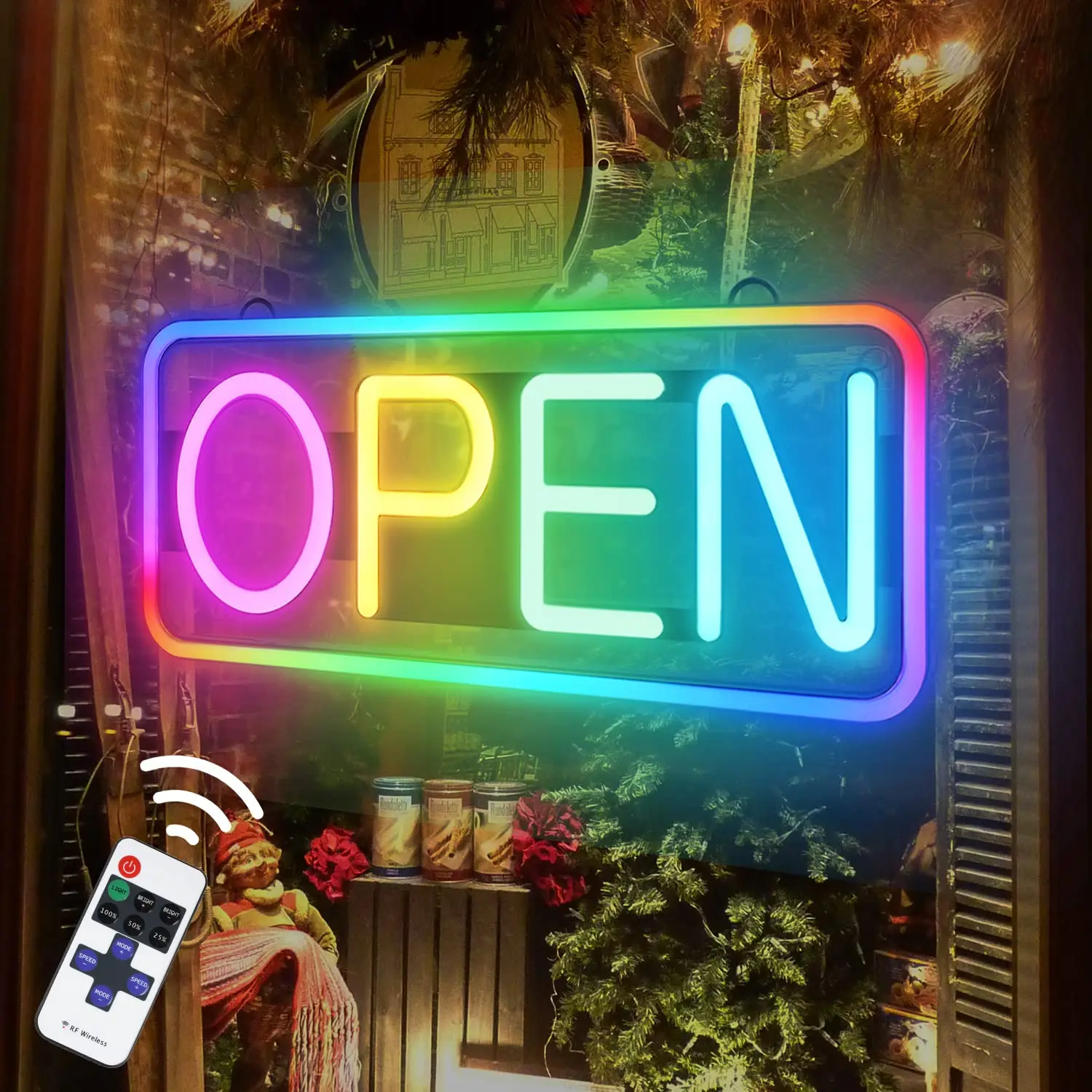 Led Open Sign  Adjustable Brightness and Speed RGB Open Signs for Business Bar Restaurant Hotel Storefront Window