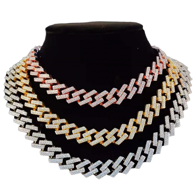 Men Hip Hop Iced Out Bling Chain Necklace 20mm Cuban Chains Necklaces Male Fashion Hiphop Jewelry Decoration Zinc Alloy Lock RQ