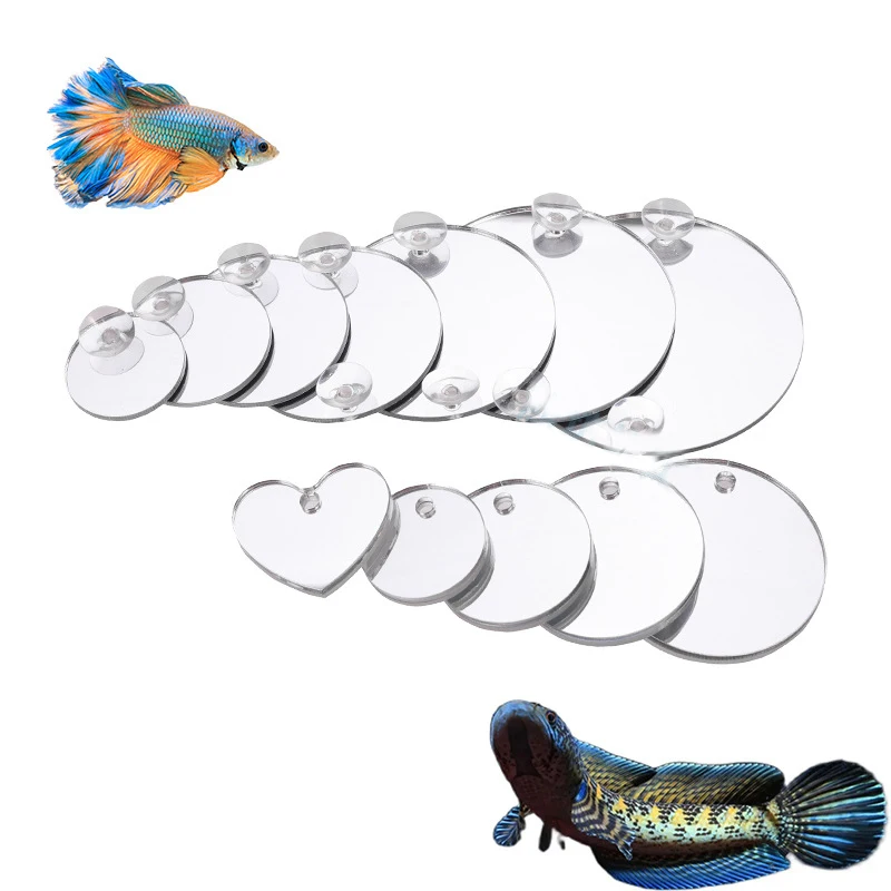 Acrylic Betta Training Mirror Floating Ball Double-sided Mirror Suction Cup Tank Fish Mirror Aquariums Accessories Decoration