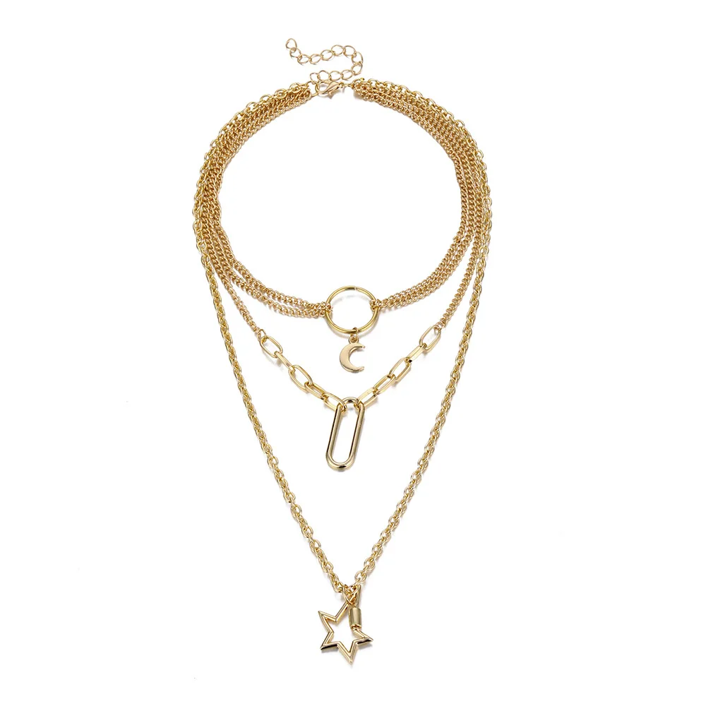 2409YL yida flow fashion multi-layer sweater star moon pendant necklace collarbone chain factory direct sales