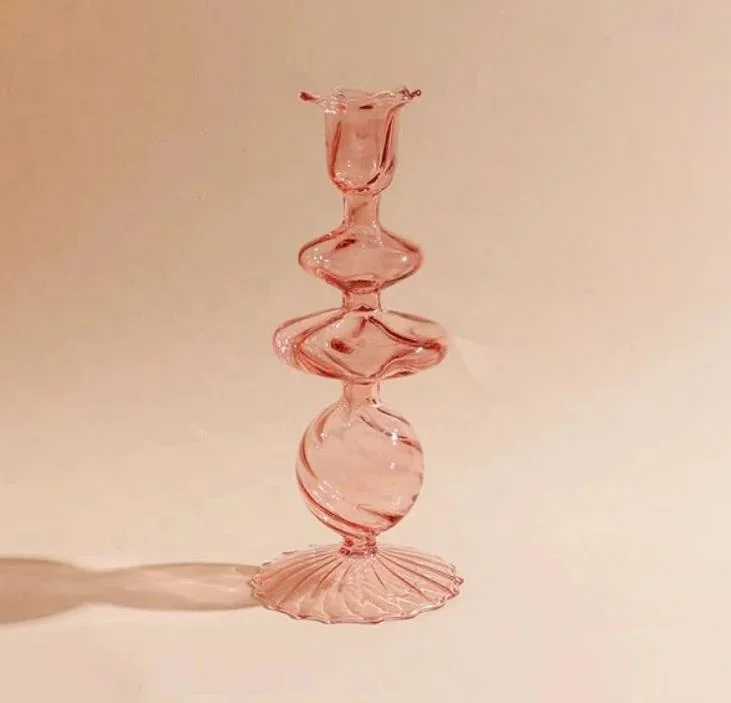 Home decor Nordic vintage tall crystal colored glass Flower Vases