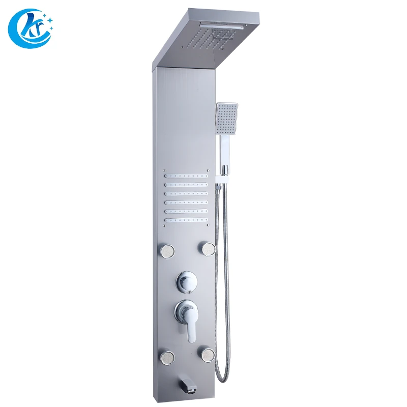 Stainless steel shower column set waterfall shower panel with faucet