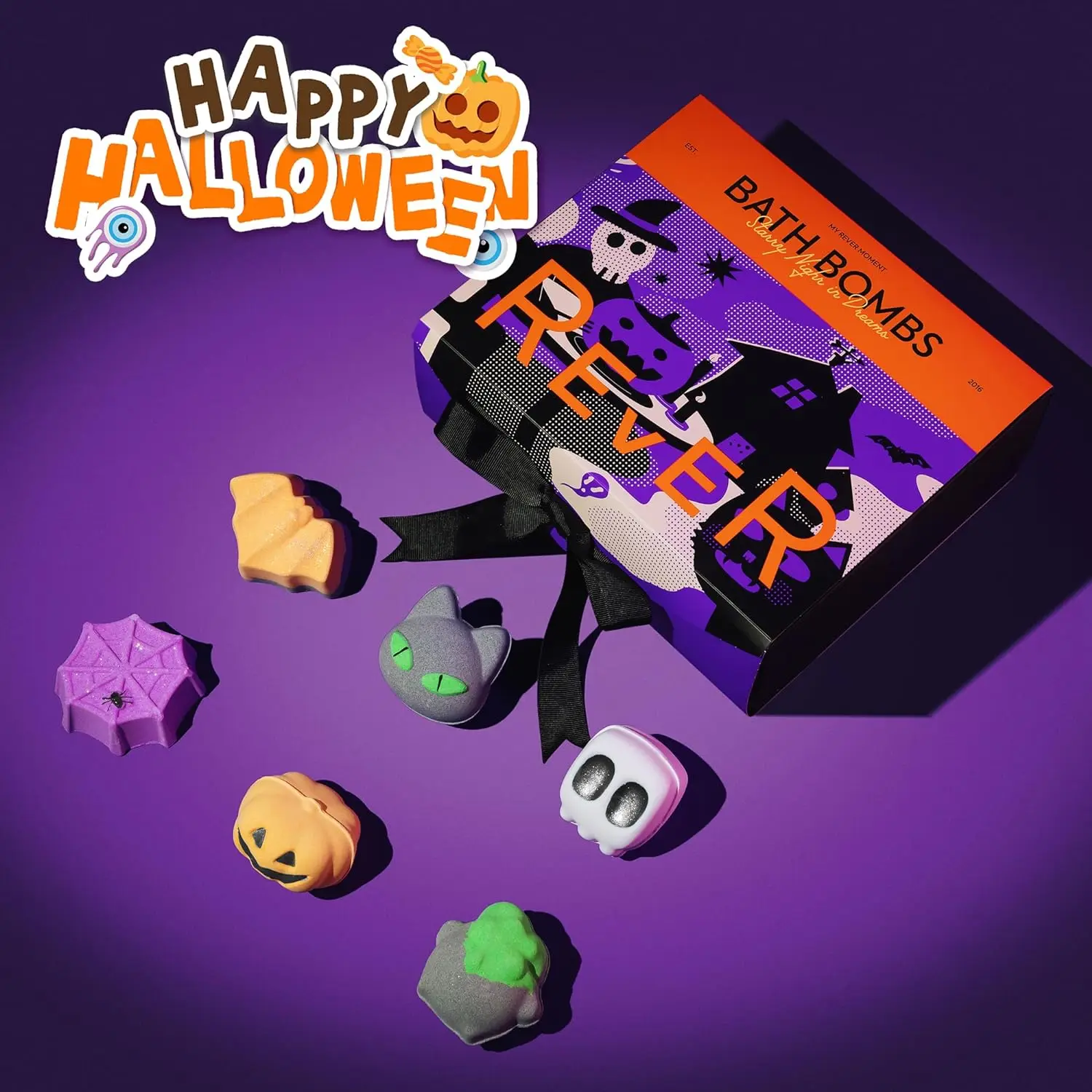 Halloween Bath Bombs for Women and Kids, Handmade Organic Bath Bombs Gift Set, Natural Bubble Bath with Spooky Bath Bombs