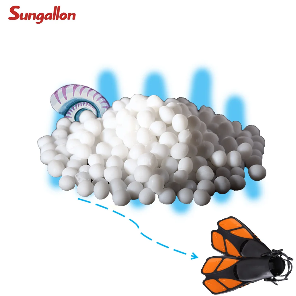 Sungallon Plastic Rubber Long Swim Fins Flippers with Tpe Tpr Raw Material Granules of Tpr tpu fabric