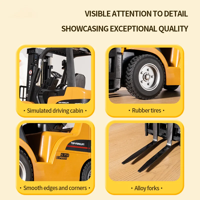 HUINA 1577H 2.4G 10CH 1/10 Simulation Remote Control Forklift Crane Engineering Construction Truck Toy With Sound and Light