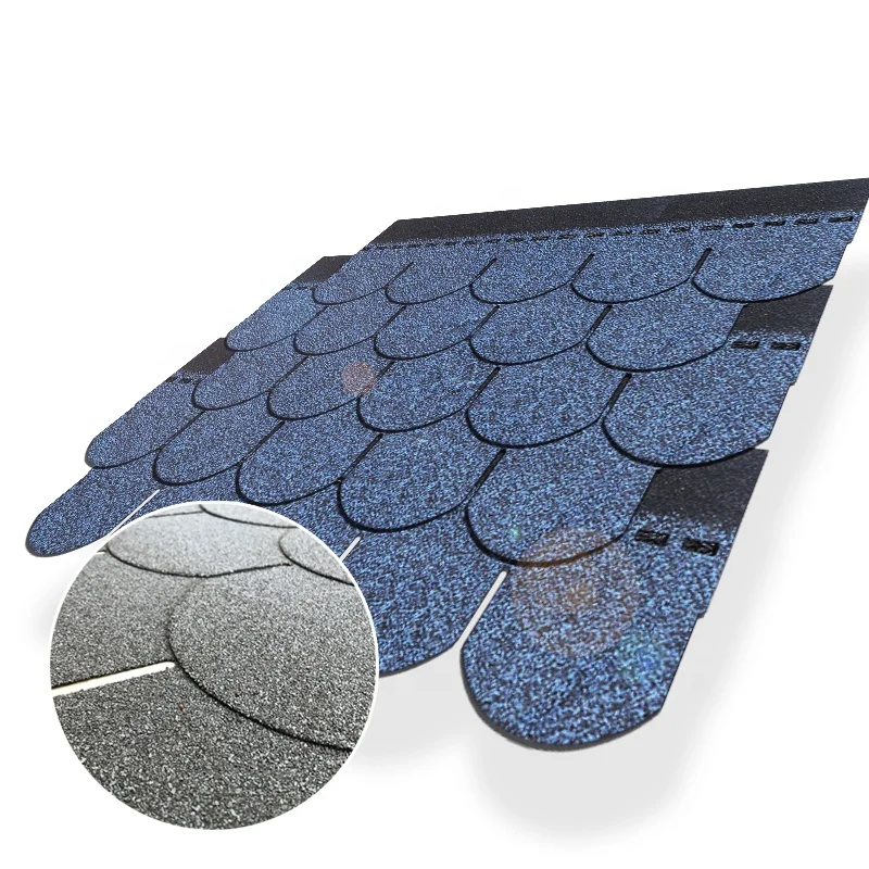 Fiberglass Decorative Asphalt Shingle Blue Manufacturer Fish Scale Colored Asphalt Composite Shingles