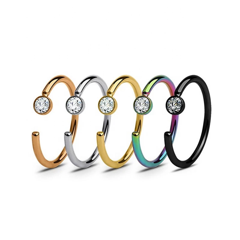 Оптовая продажа, кольца для носа и живота, маленькие кольца из нержавеющей стали на петлях, кольца для носа