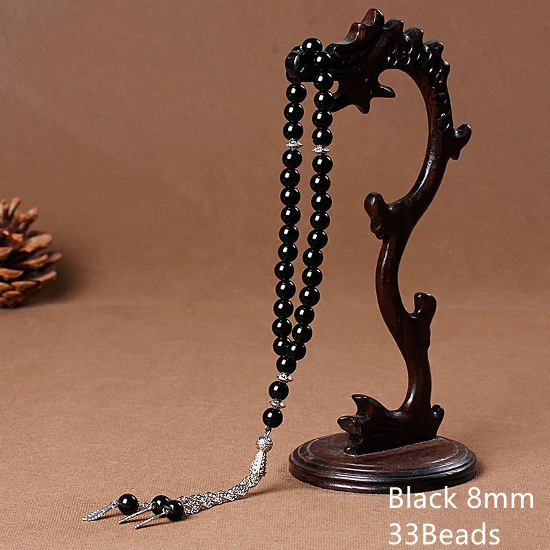 UAE Kuwait Palestine Colored Muslim Rosary Beads Islamic Strings Prayer Beads 33 Jade Agate 8mm Crystal Hand Beads For Pray