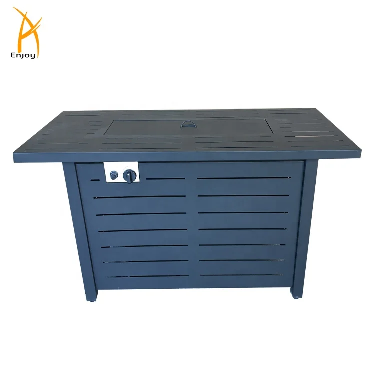 42 inches Rectangular Flat Pack Fire Table  Propane Gas Fire Pit with Metal Lid Outdoor Heat Output 40000BTU
