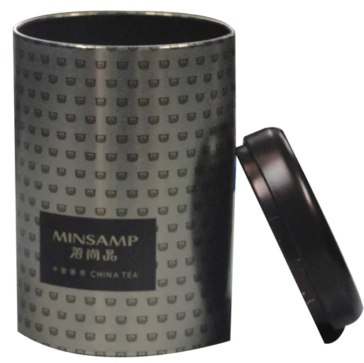 round tea tin can metal plug lid 2 layer lid