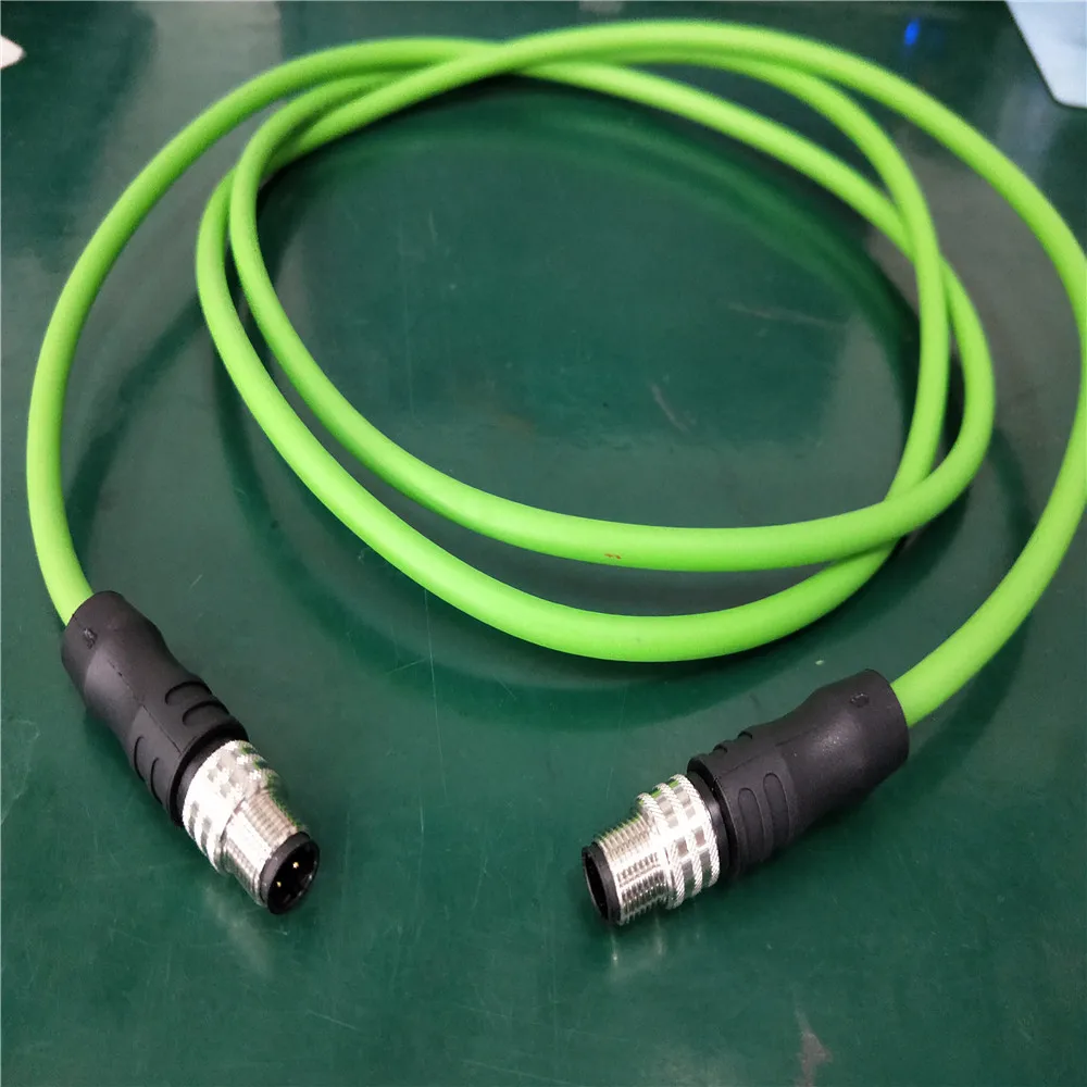 
Waterproof M12 4pins male to male industrial ethernet connector with 2m cable moduled 