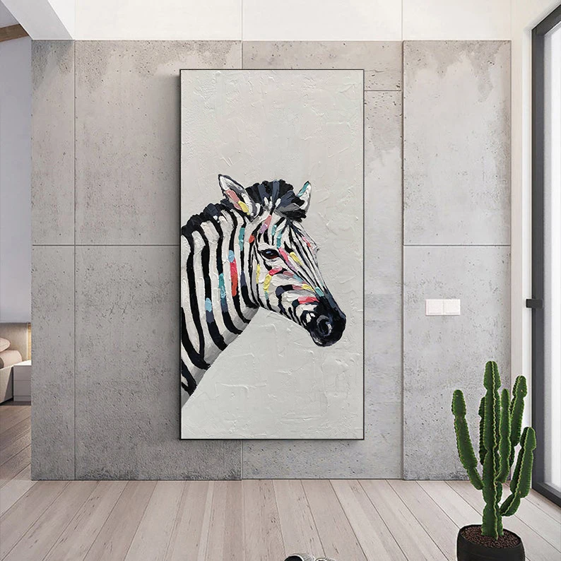 Wholesale Custom Hand Painted Colorful Abstract Horse  Painting by Paint Animal Art