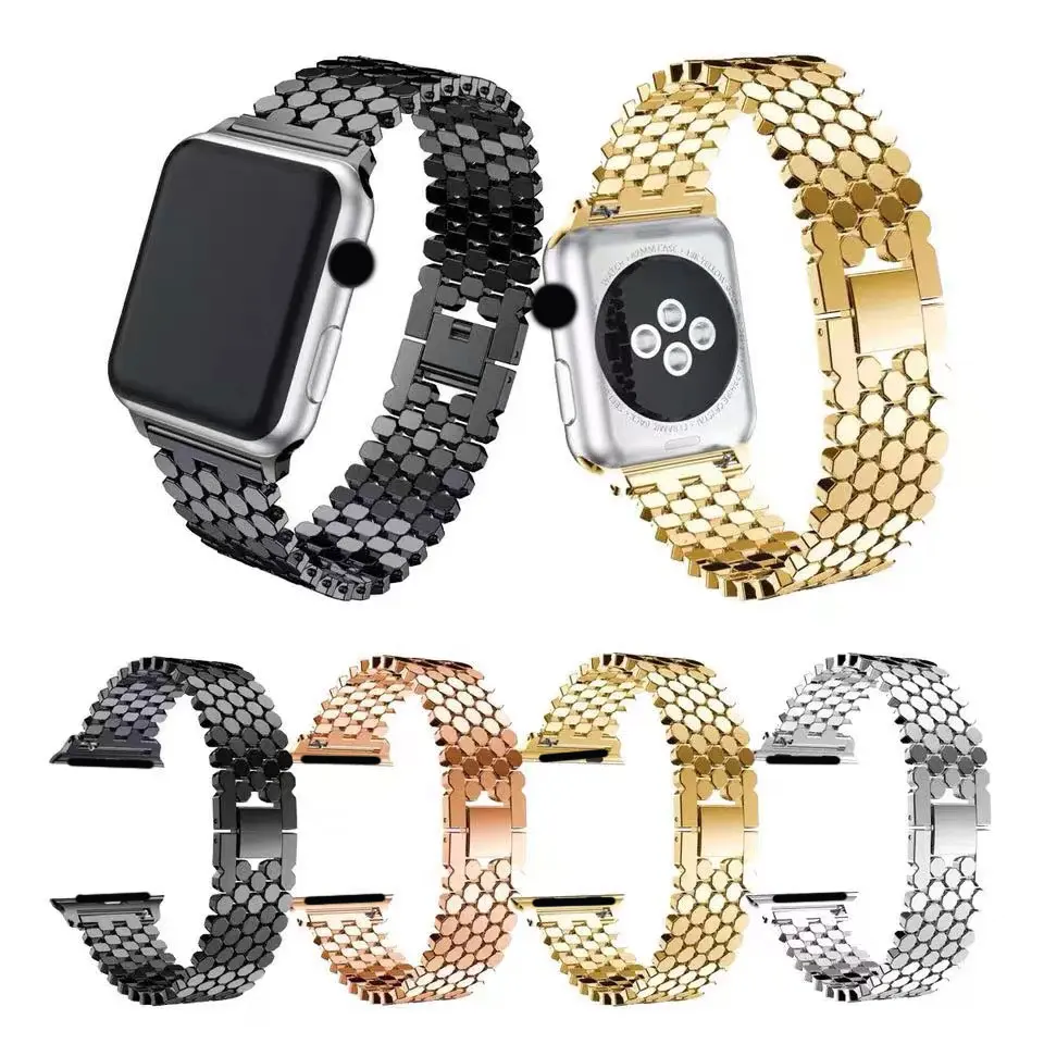 Stainless Steel Honeycomb Watch Bands for Apple Watch Series 7 6 Se 5 4 3 2 Band 42mm 44mm Strap Bracelet for Iwatch 40mm 38mm