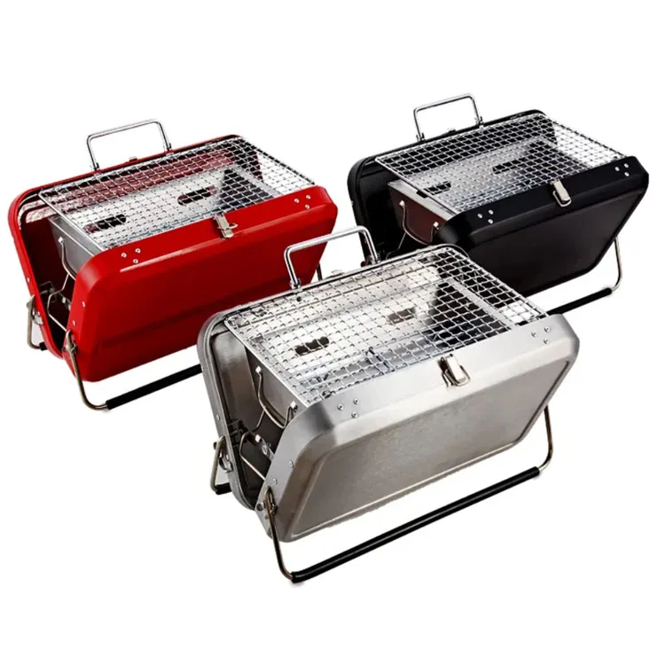 OEM 410 Stainless Steel folding grill for camping portable charcoal grill Suitcase BBQ Grill