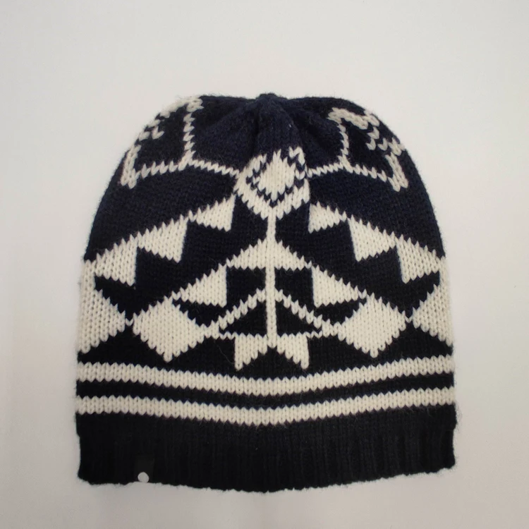 neckerchief yarn dyed winter jacquard neckerchief scout custom jacquard dot women winter hat and scarf set