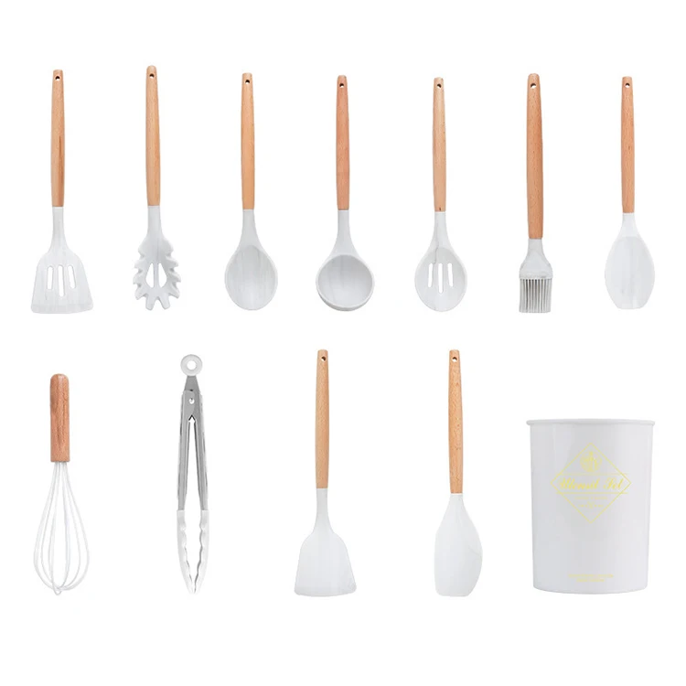 Хит продаж онлайн-аксессуары для кухни кухонная утварь с деревянной ручкой лопатка силиконовая набор 12 шт.