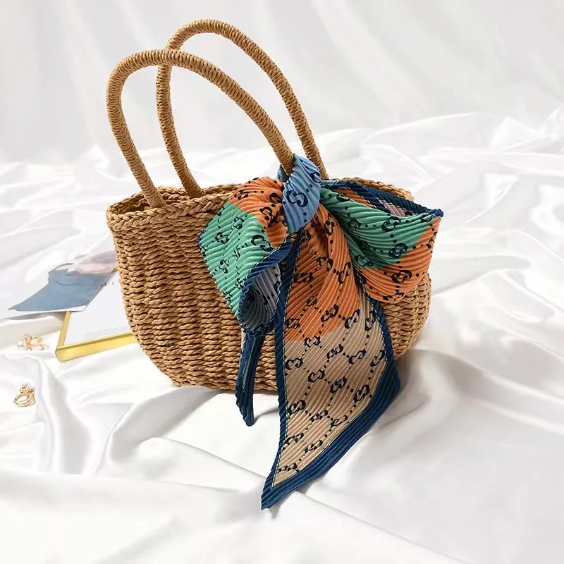 Spring and Summer New Printed Silk Scarf Fashionable Artificial Arm Bag Narrow Strip Ribbon Solid Color Temperament Scarf