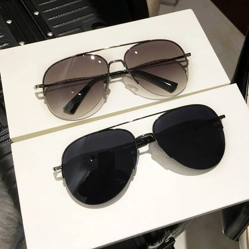hight quality outdoor cycling metal half frame double bridge shade glasses irregular personality men large frame sunglasses