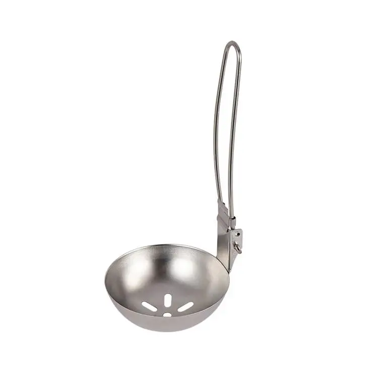 
Stainless Steel Soup Ladle Slotted Spoon with Folding Handle 