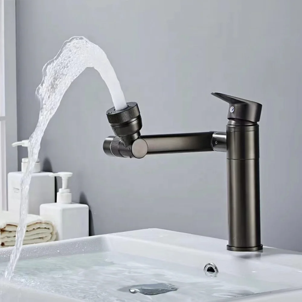 Modern New Brass Water Tap Multifunctional Swivel Faucet 360 Degree Bathroom Water Faucet Black Basin Faucet Mixer Taps