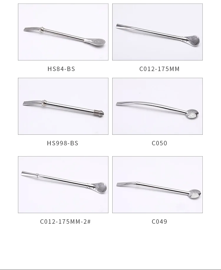 2020 Multiple sizes food grade stainless steel yerba mate drinking straw with filter