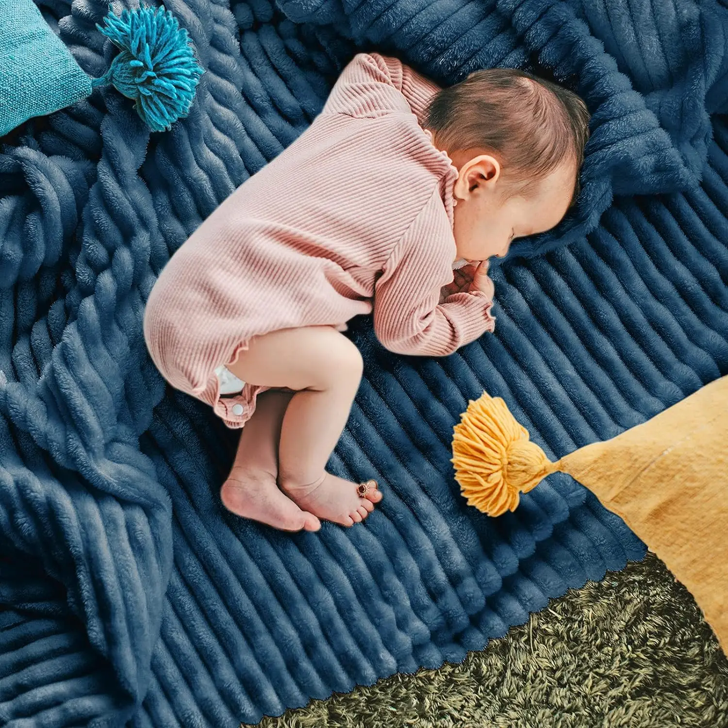 Супер мягкий Полярный фланелевый флис современный однотонный дизайн полиэфирное Полосатое одеяло