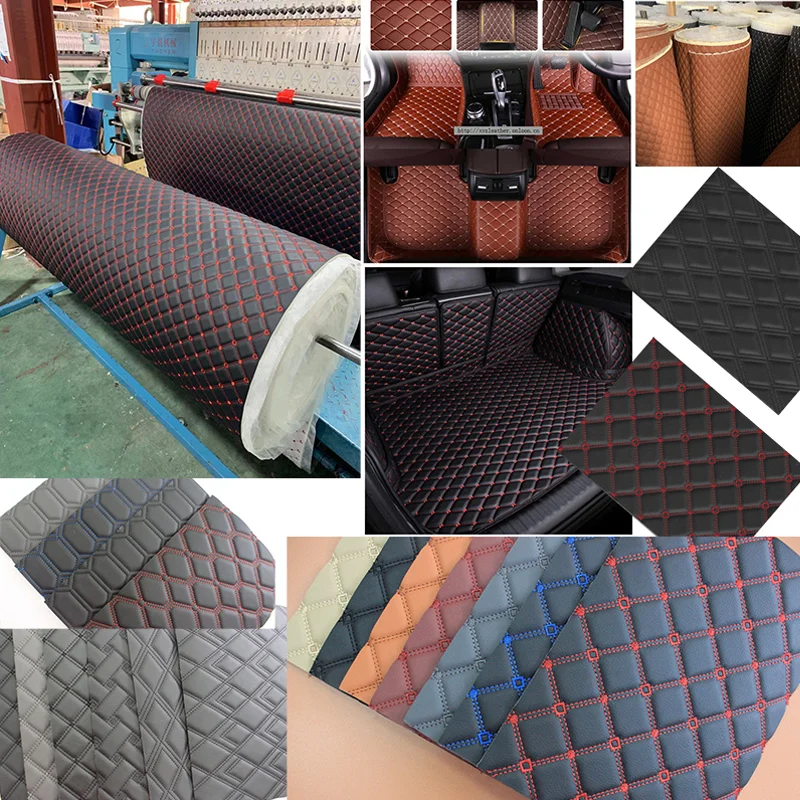 Quilting Automotive Cuero PVC Rexine Synthetic Leather Faux Car Upholstery Leather Fabric for Car Seats