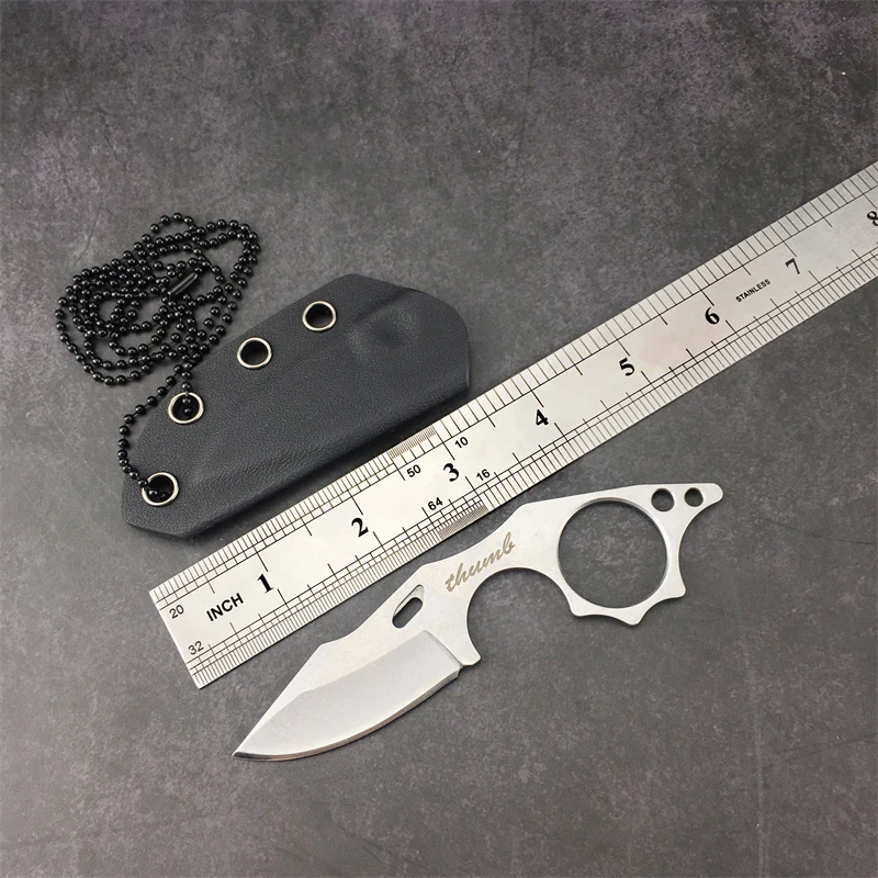 4.9-inch Tiger Shark Fixed Mini  K scabbard outdoor EDC Tactical Camping Necklace Knife