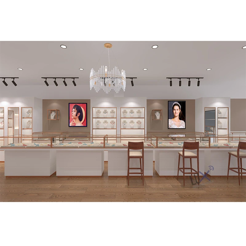 LUX Design Fashion Jewelry Shop Interior Design Custom Jewelry Store Furniture Hot Sale Jewelry Display Showcase
