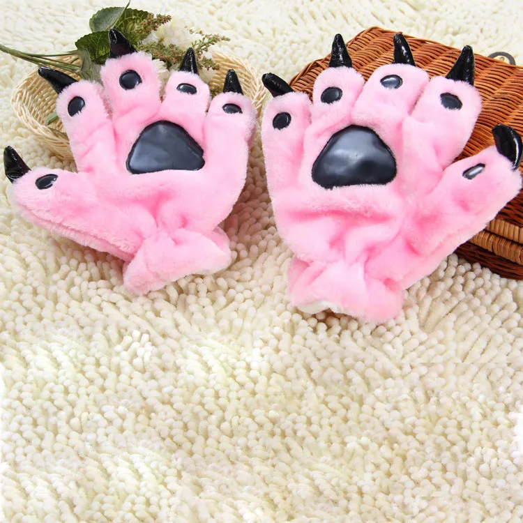 Puffy Cartoon Party Costume Hands Gloves Plush Paw Claw Gloves
