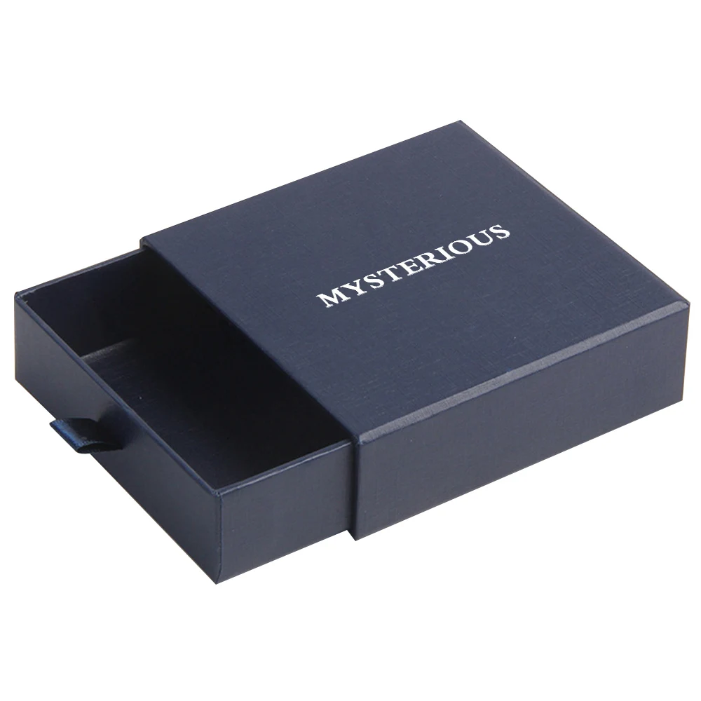 
Personalized Custom Color Logo Printing Sliding Style Drawer Handbag Packaging Black Gift Box For Wallet Purse 