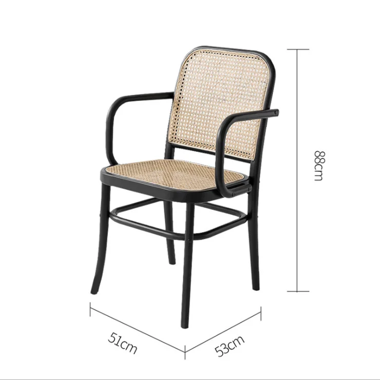 Nordic classic ash wood solid wood armchair dining chair receives guest chair stylist chair cane is woven