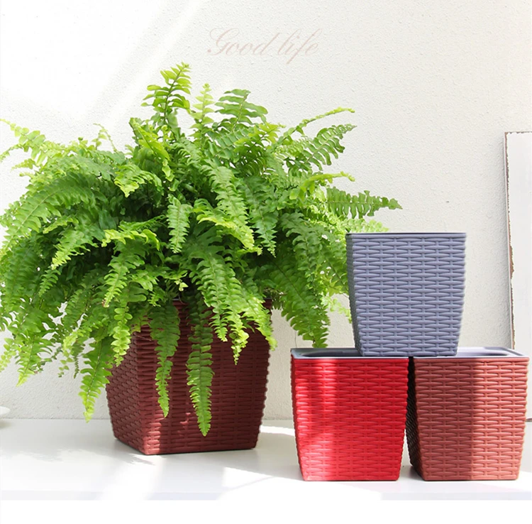 wholesale decorative deep indoor and outdoor plant pots  square planter tall plastic flower pot self watering pot
