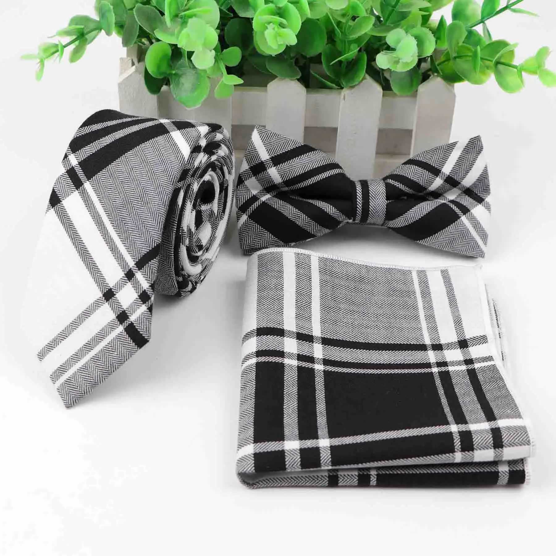 Мужской Хлопковый Комплект из трех предметов, тонкий галстук, галстук-бабочка, носовой платок, Радужный Свадебный галстук-бабочка