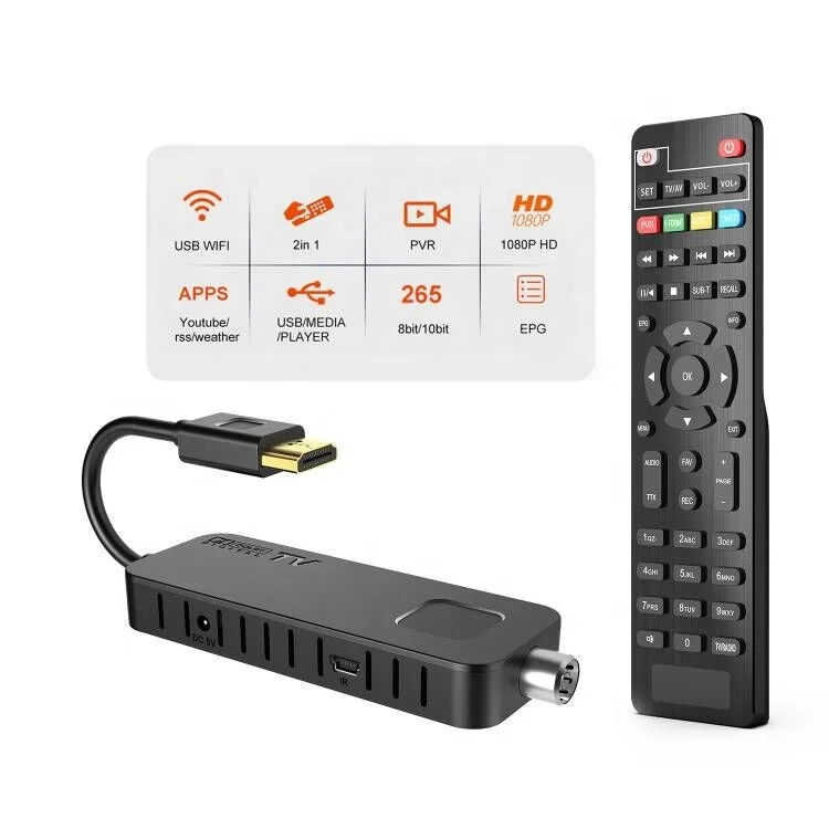 h265 Hd Tv Receiver Hot Sale Mini Portable DVB T2 TV HD Stick Terrestrial Receiver Digital Set-top Box TV Stick