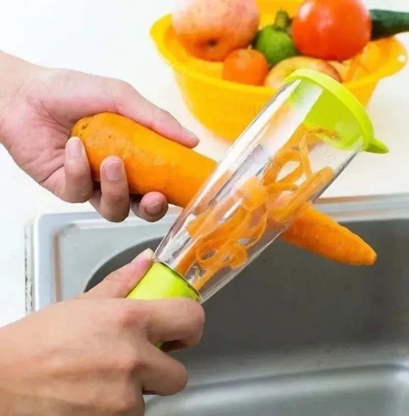Creative Kitchen Accessories Plastic Stainless Steel Multi-functional Household Storage Fruit Vegetable Peeler for Household