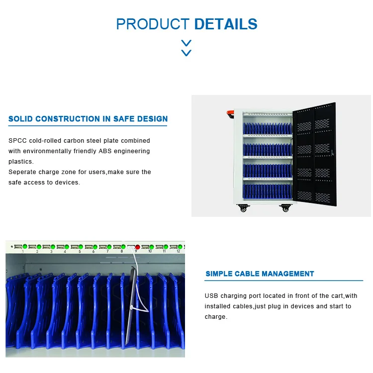 Educational Equipment Mechanical Three Point Lock Charging Cart Focused Quality And Personal Safety For Tablet