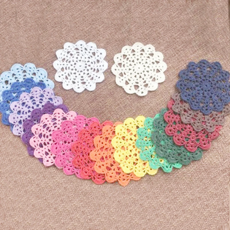 Small Crochet Cotton Lace Coasters Doilies White Round 4 inch Handmade Coaster