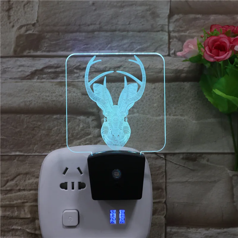 7 Colors Change Creative Kid Gift Heart Shape USB Plug In Acrylic 3D Led Night Light