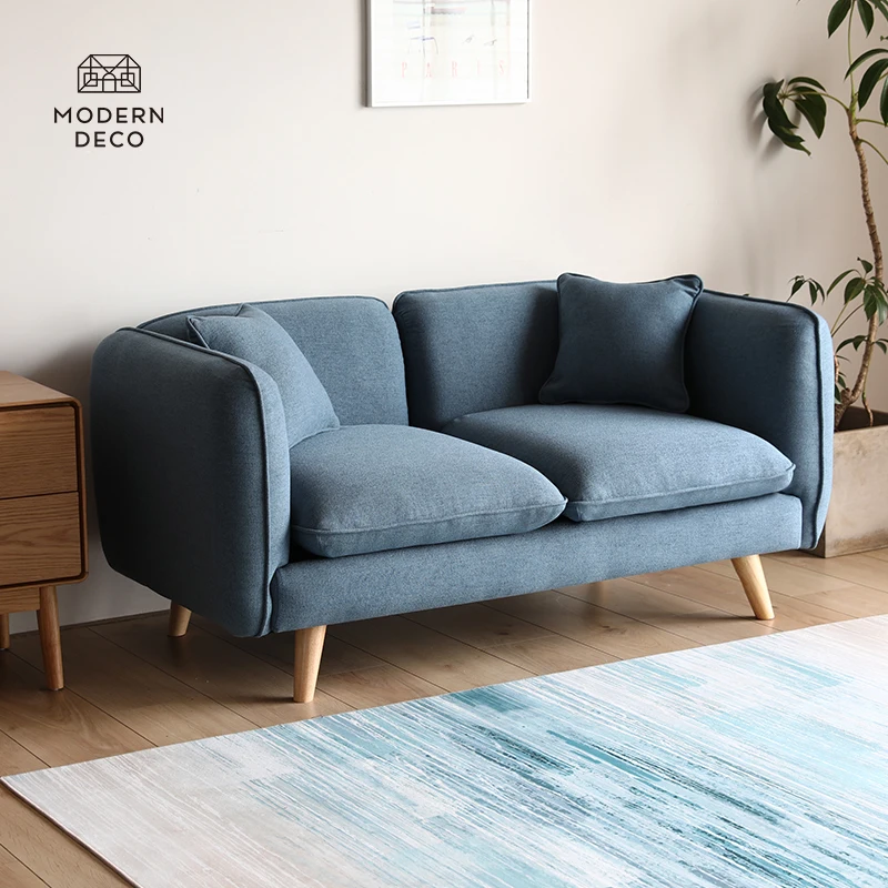 2 seat fabric sofa loveseat living room furniture small modern design navy blue China Wholesale