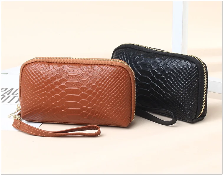 Genuine leather wallet for women zipper 2023 hot sale luxury women wallets wholesales small coin bag women purses clutch wallets