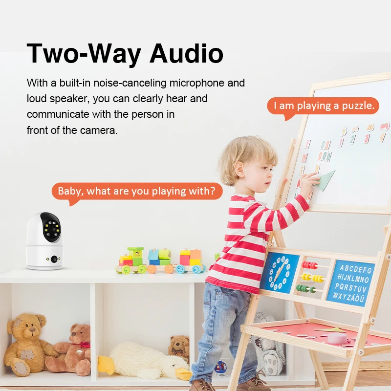 Best Sales Indoor Full Color PT Camera Wifi Dual Lens 2MP CMOS Sensor Home Security Camera 2.4G Wifi Two Way Voice Alarm Camera
